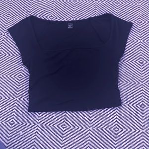square neck black cropped tee